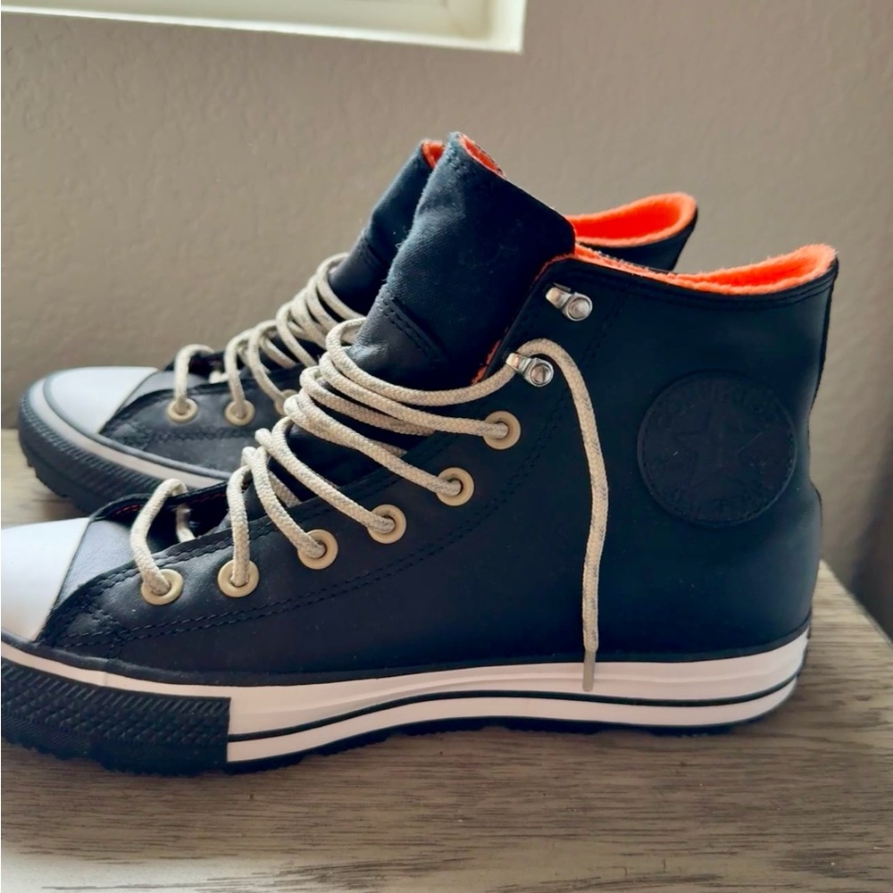 Converse Black Sneakers with Bright Orange Interior